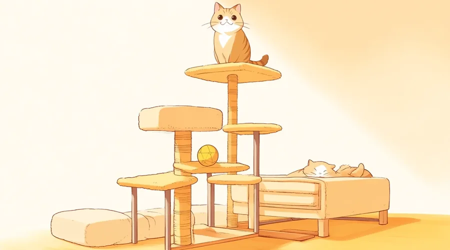 キャットタワーの選び方|突っ張り・据え置きの違いと安定性の見方のイメージイラスト